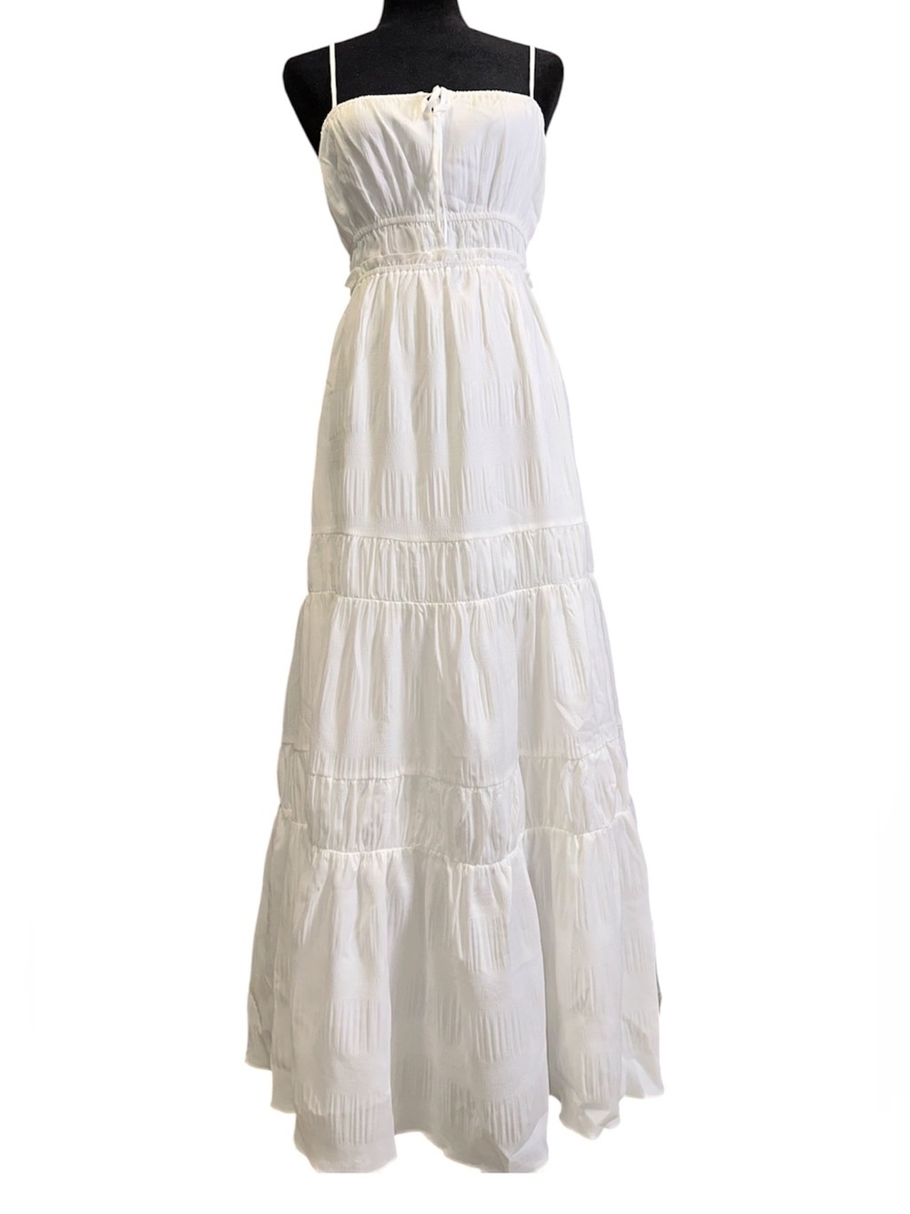 ACOA White Tiered Open Back Summer Maxi Dress